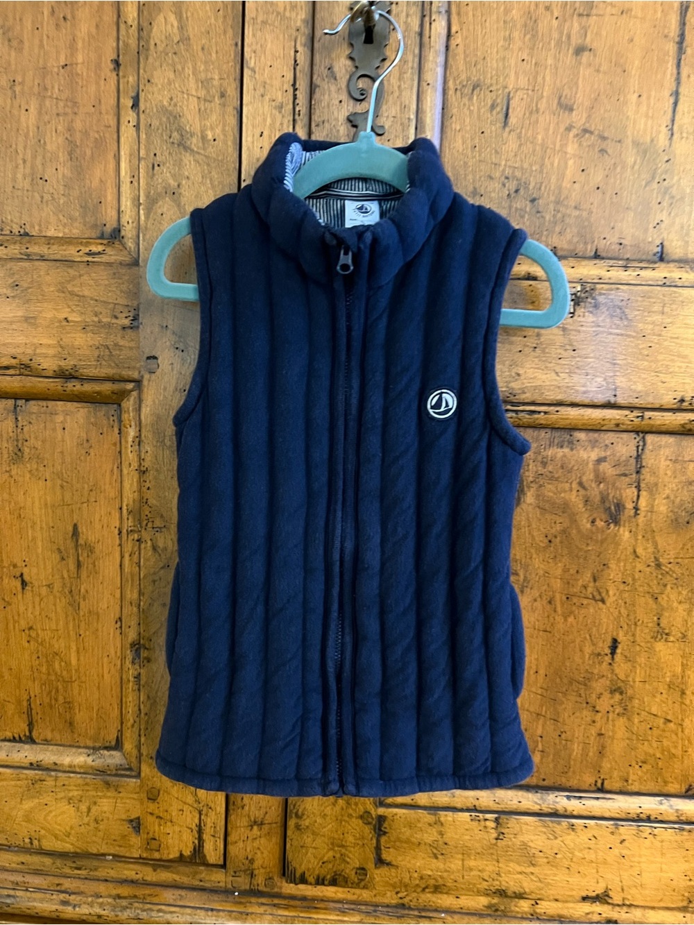 Petit Bateau- Navy Quilted Vest with Sailboat Logo 4/5Y
